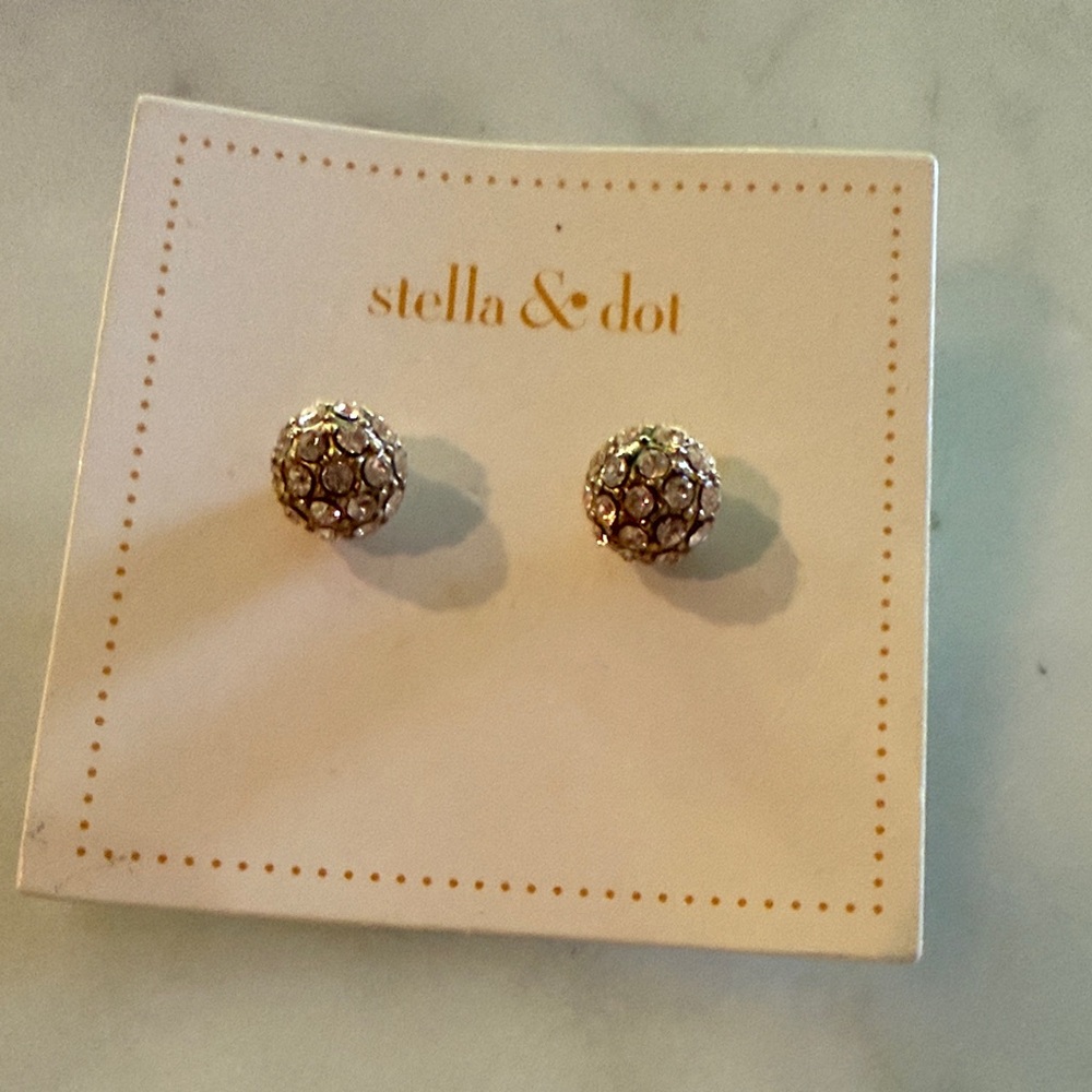 Stella & Dot Sparkling Silver Ball Earrings